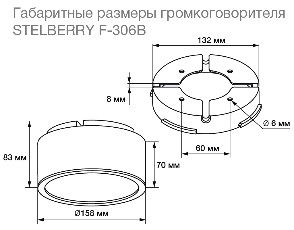 Размеры громкоговорителя STELBERRY F-306B