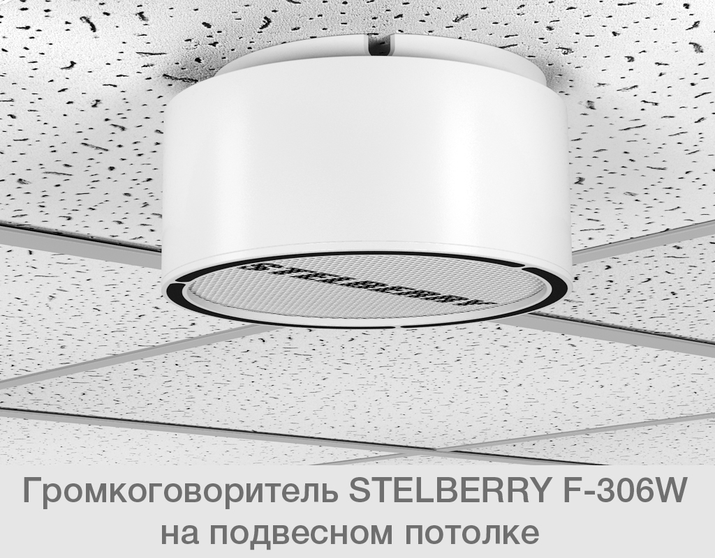 STELBERRY F-306W прекрасно смотрится на тёмном подвесном потолке