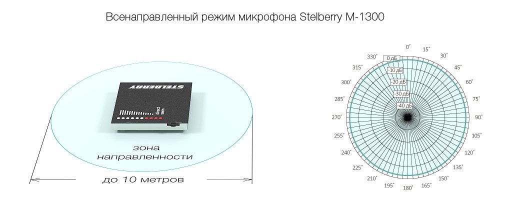 Всенаправленный режим направленного микрофона STELBERRY M-1300